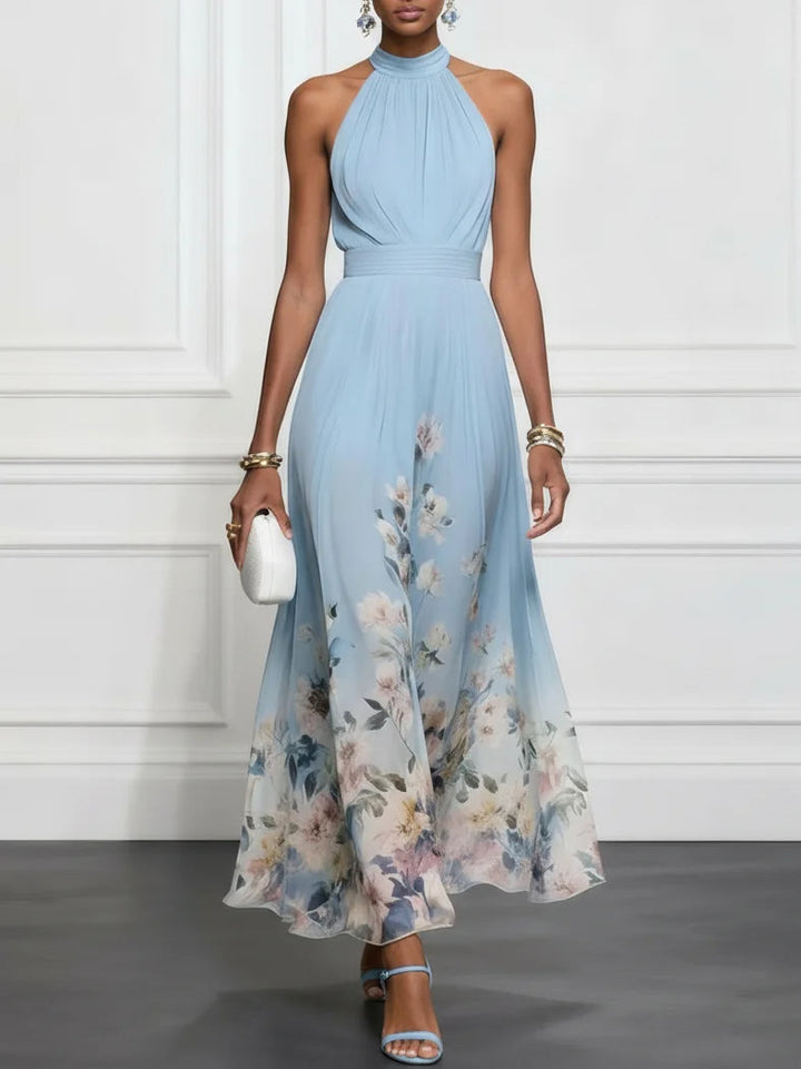 Kezia | Floral Chiffon Halter Maxi Dress