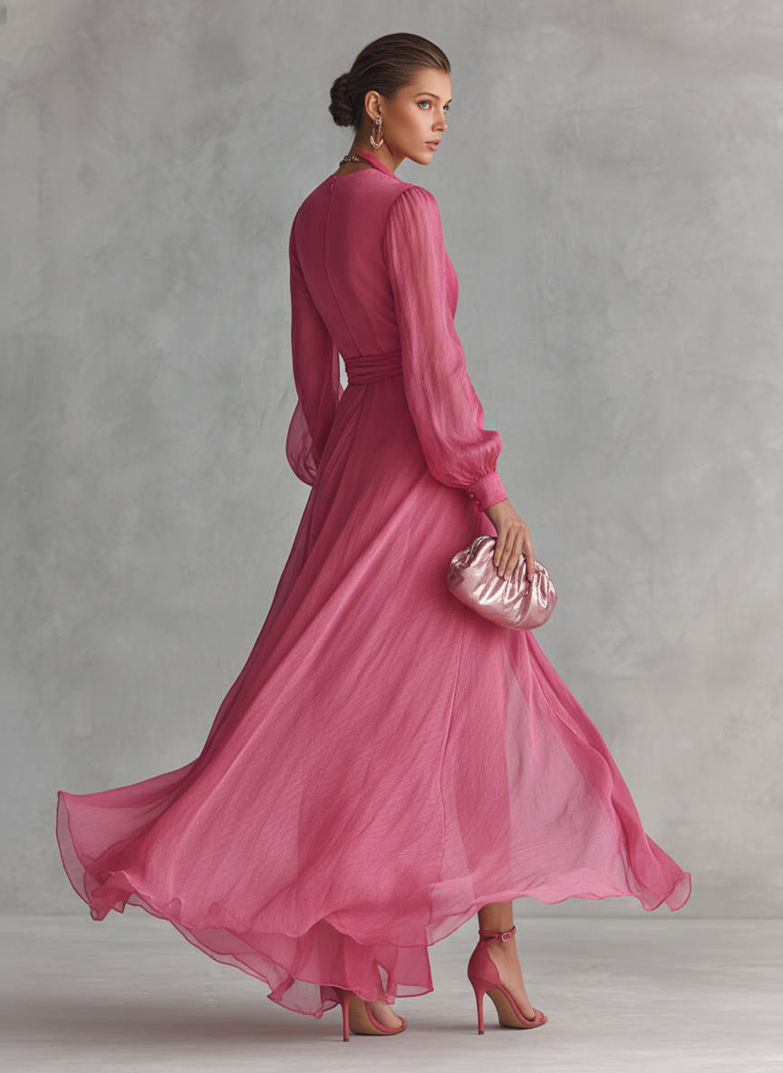 Charlee | Elegant Three Quarter Sleeve Midi Dress
