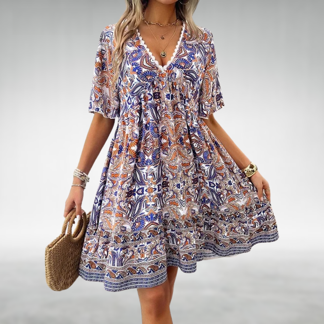 Macey | Elegant Three Quarter Sleeve Chiffon Midi Dress