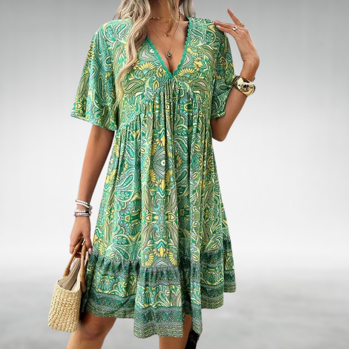 Macey | Elegant Three Quarter Sleeve Chiffon Midi Dress