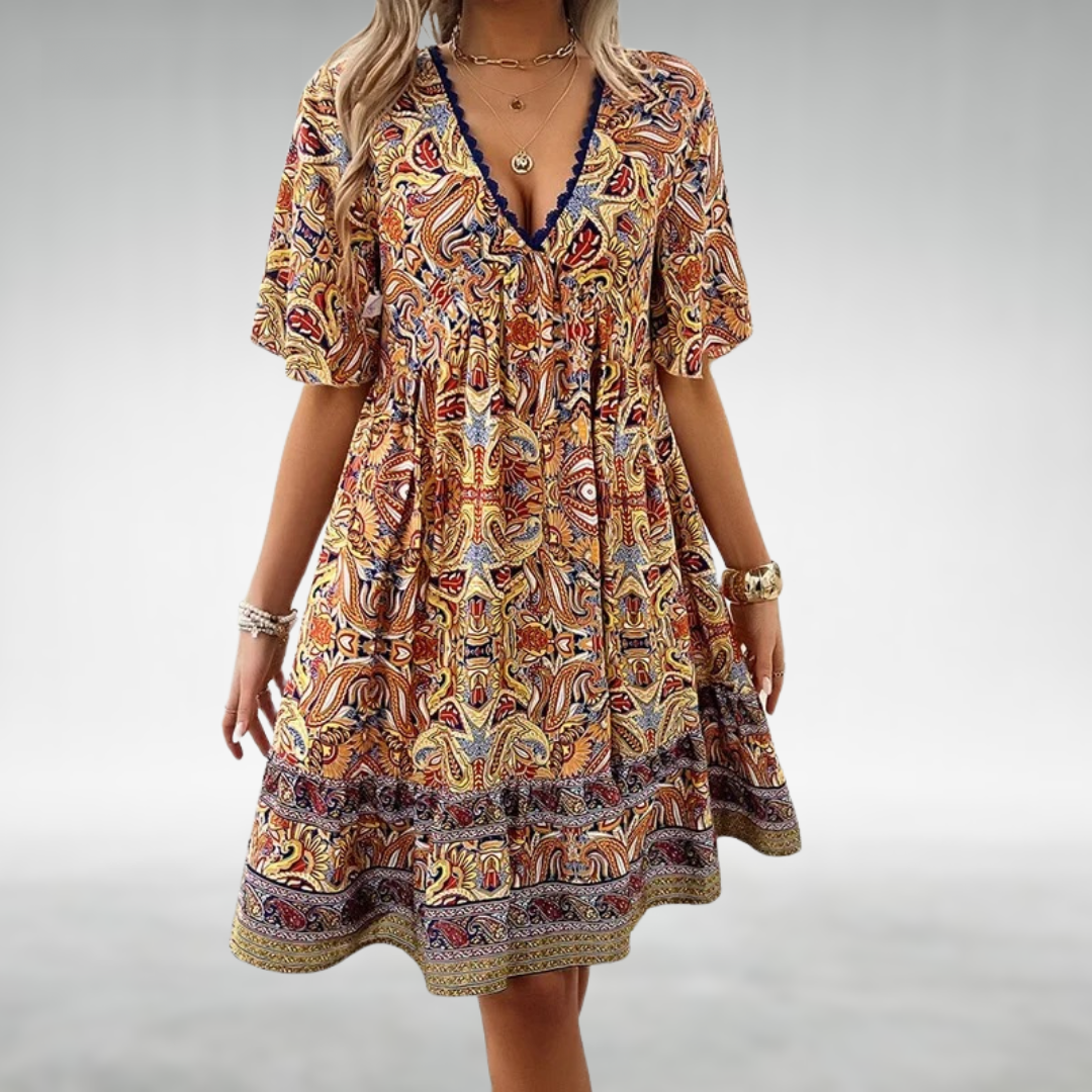 Macey | Elegant Three Quarter Sleeve Chiffon Midi Dress
