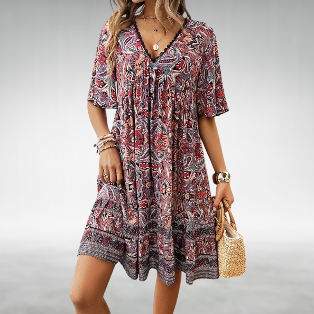 Macey | Elegant Three Quarter Sleeve Chiffon Midi Dress