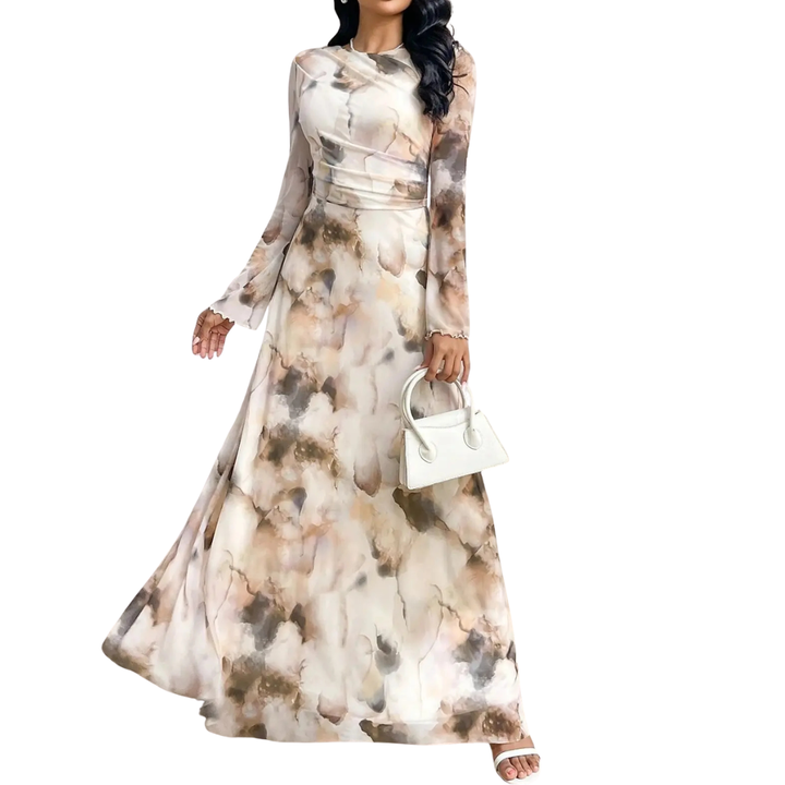 Trish™ Elegant Dress | Floral Print Three Quarter Sleeve Midi Dress