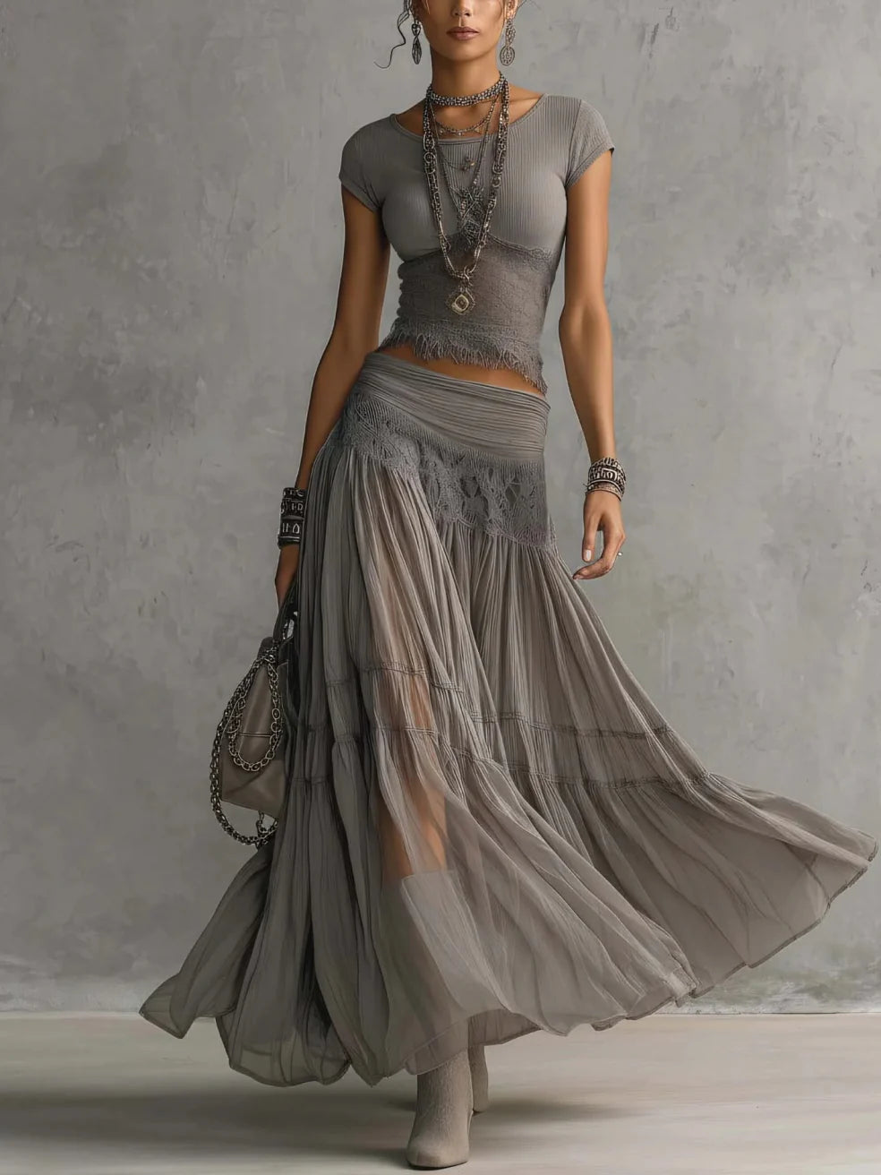 Ellys | Elegant Knit Maxi Skirt Set