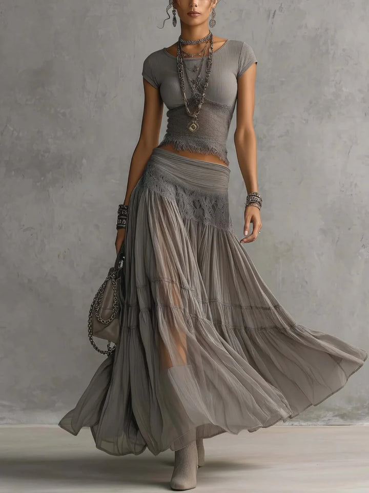 Ellys | Elegant Knit Maxi Skirt Set