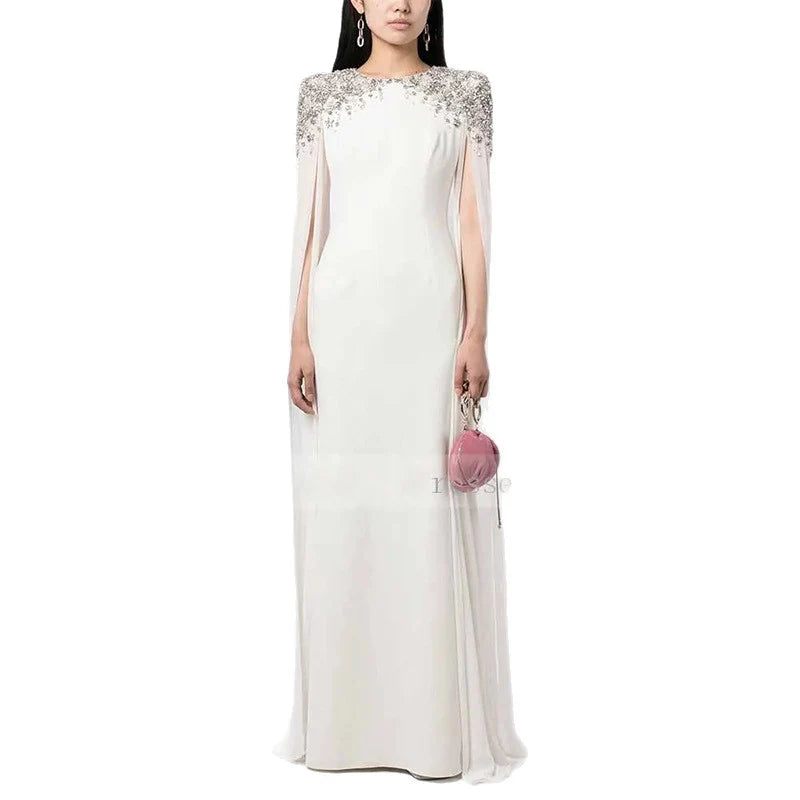 Nysa - Elegant Three Quarter Sleeve Chiffon Midi Dress