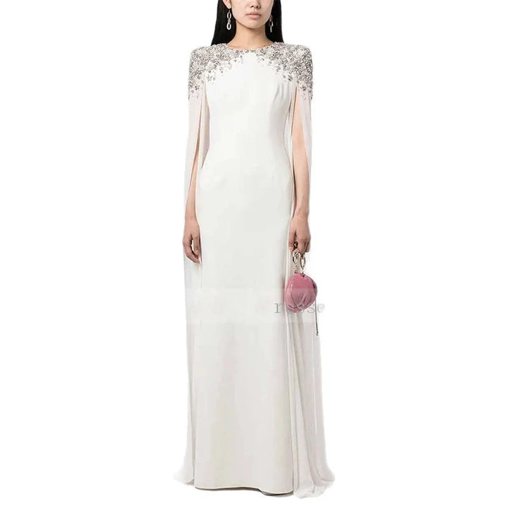 Nysa - Elegant Three Quarter Sleeve Chiffon Midi Dress