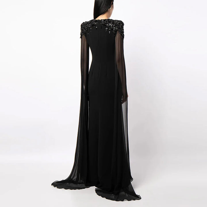 Nysa - Elegant Three Quarter Sleeve Chiffon Midi Dress