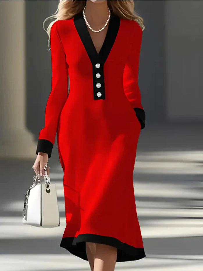Kaylin | Stylish Long-Sleeve Midi Dress