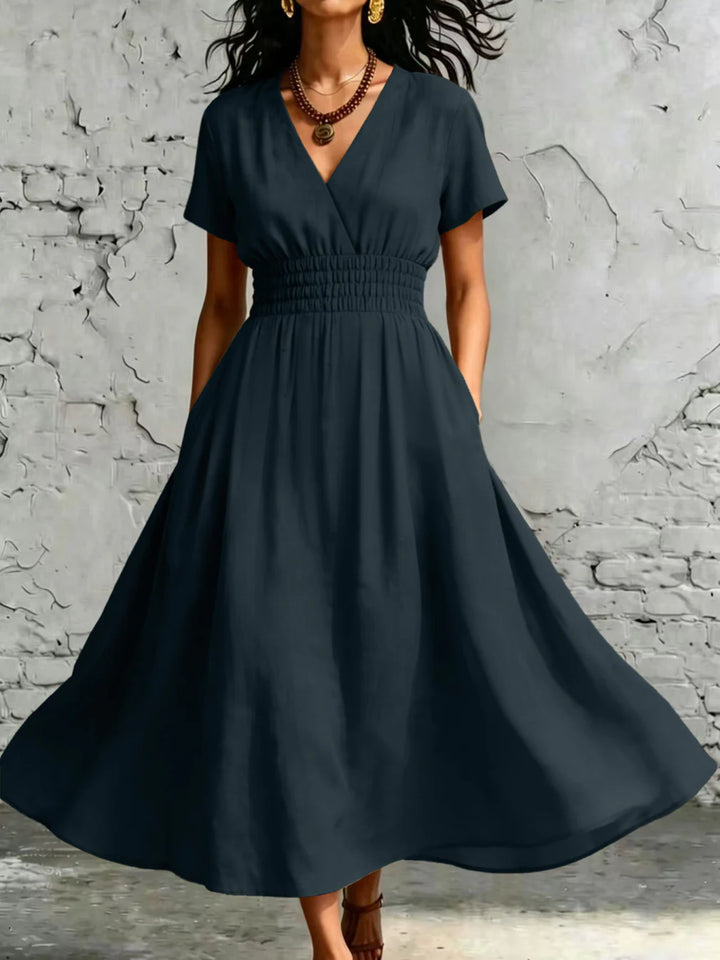 Darryll | Floral Print Three Quarter Sleeve Midi Dress