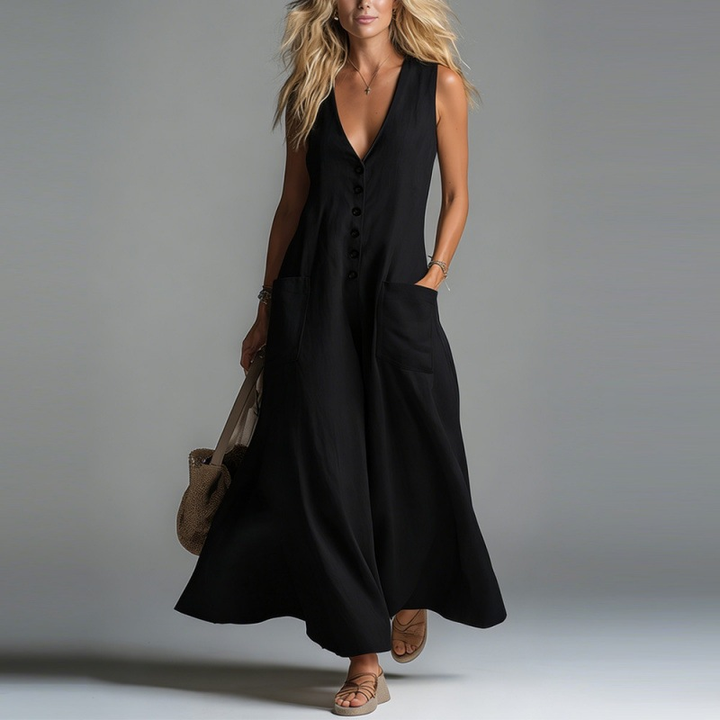 Rika | Floral Print Three Quarter Sleeve Maxi Dress