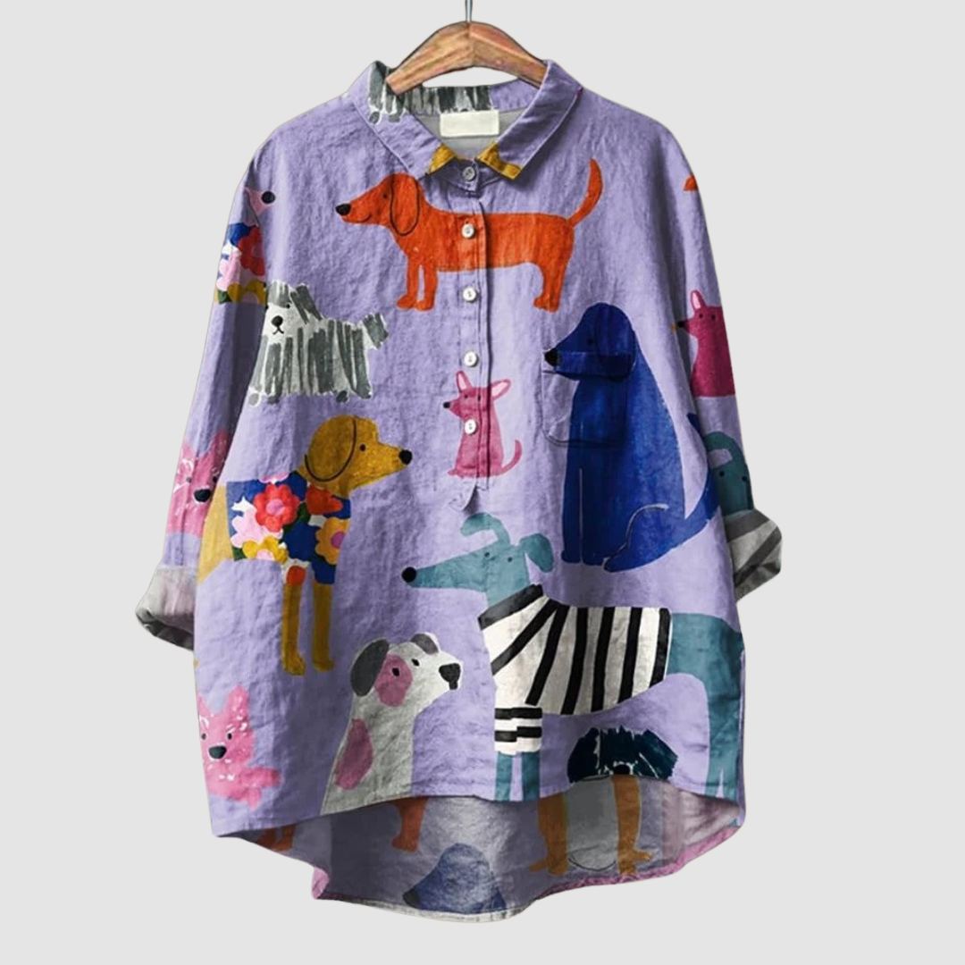 Kathleen - Dog Printed Loose Shirt