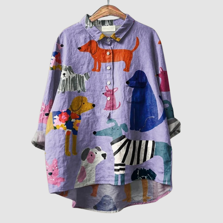 Kathleen - Dog Printed Loose Shirt