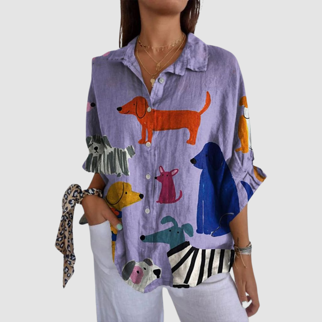 Kathleen - Dog Printed Loose Shirt