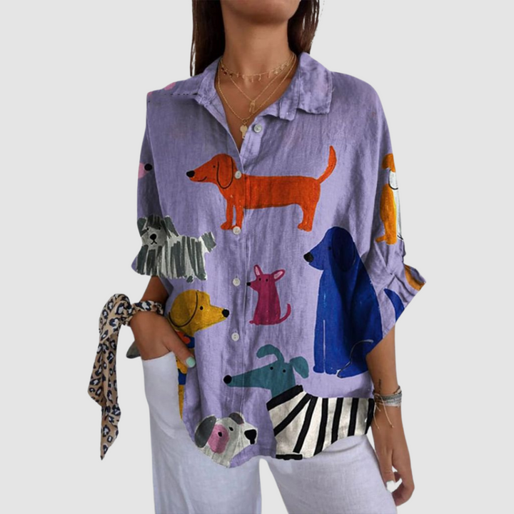 Kathleen - Dog Printed Loose Shirt