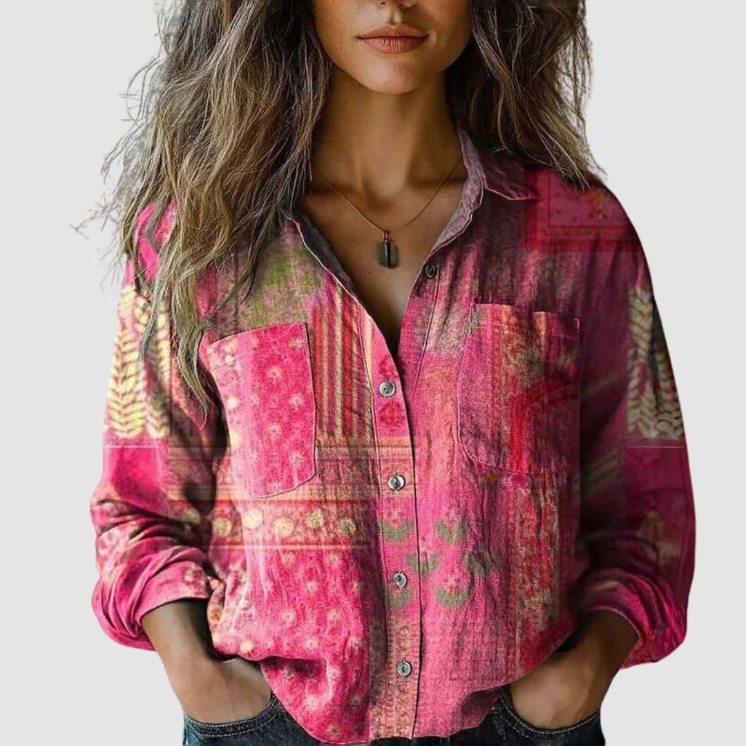 Lara - Vintage Printed Three Quarter Blouse
