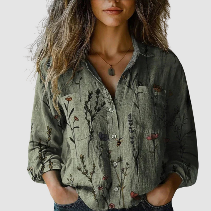 Lara - Vintage Printed Three Quarter Blouse