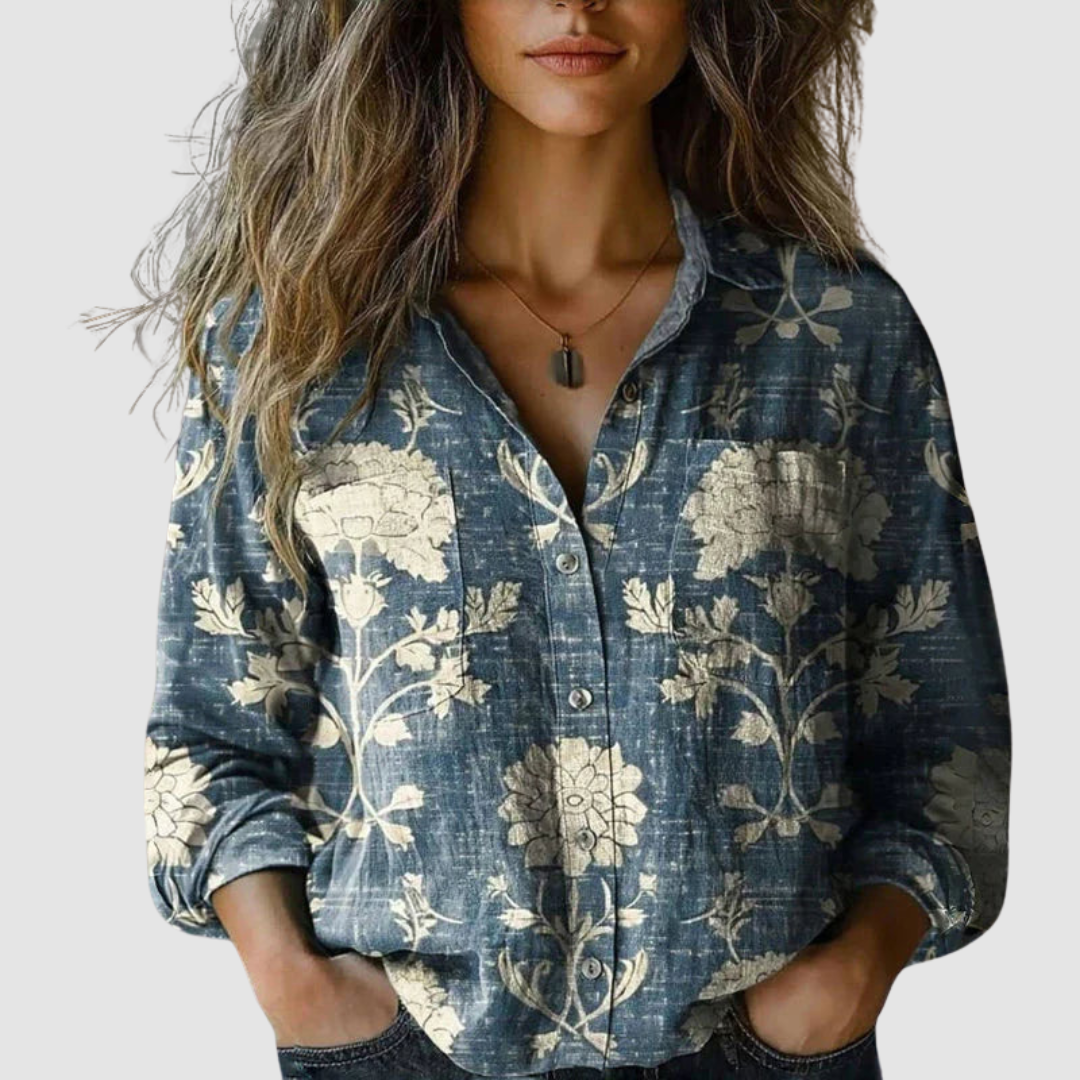 Lara - Vintage Printed Three Quarter Blouse