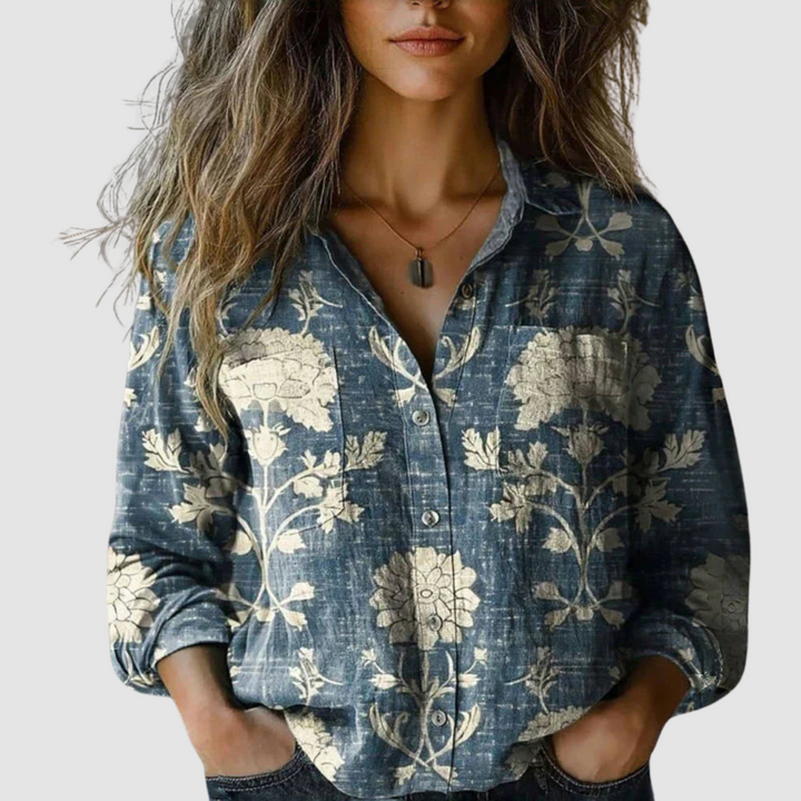 Lara - Vintage Printed Three Quarter Blouse