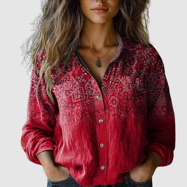 Lara - Vintage Printed Three Quarter Blouse