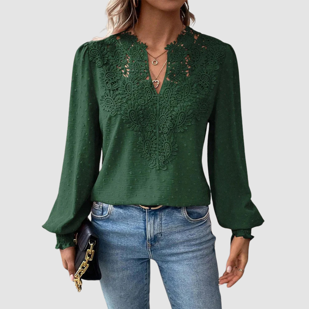 Sondra | Luxury Lace V-Neck Blouse