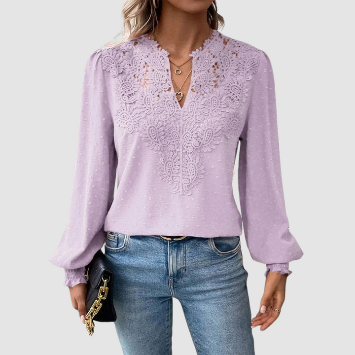 Sondra | Luxury Lace V-Neck Blouse
