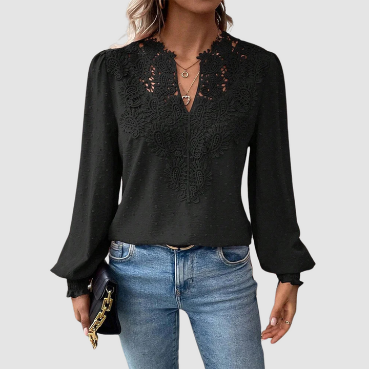 Sondra | Luxury Lace V-Neck Blouse