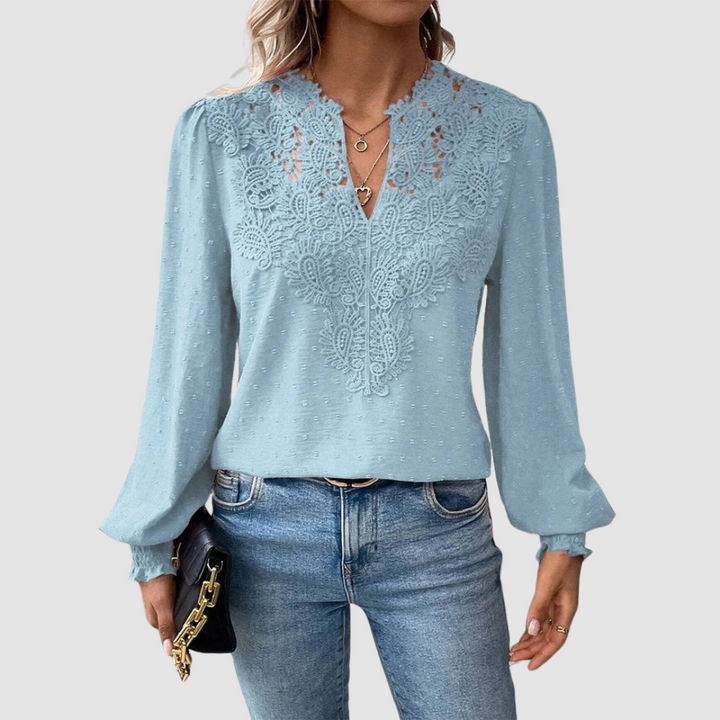 Sondra | Luxury Lace V-Neck Blouse