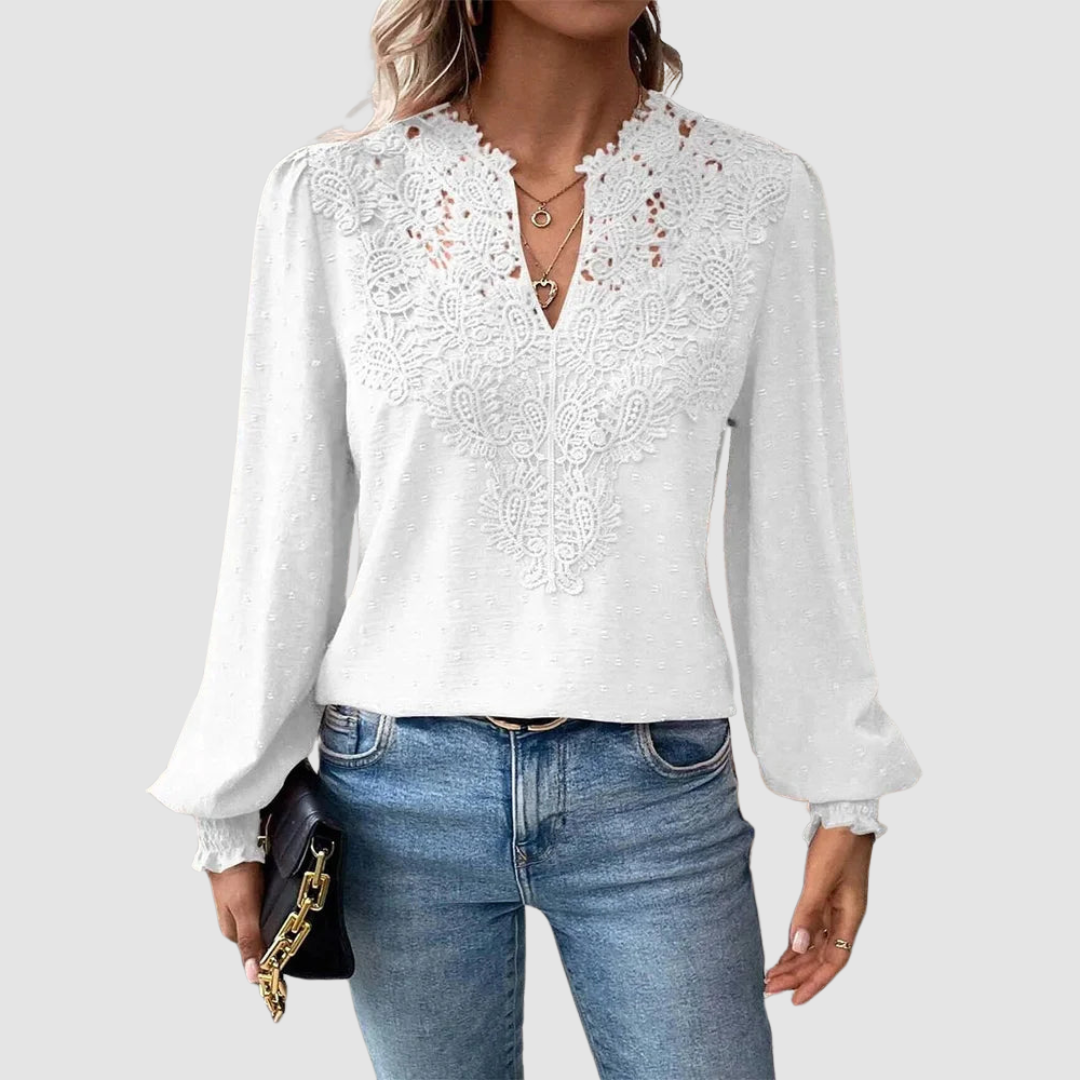 Sondra | Luxury Lace V-Neck Blouse