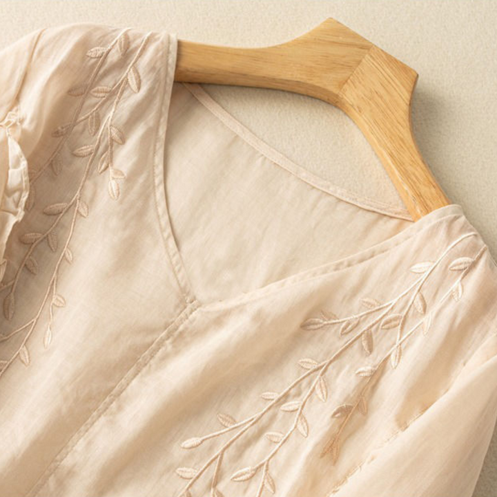 Margarita - Loose Retro Cotton-Linen Top