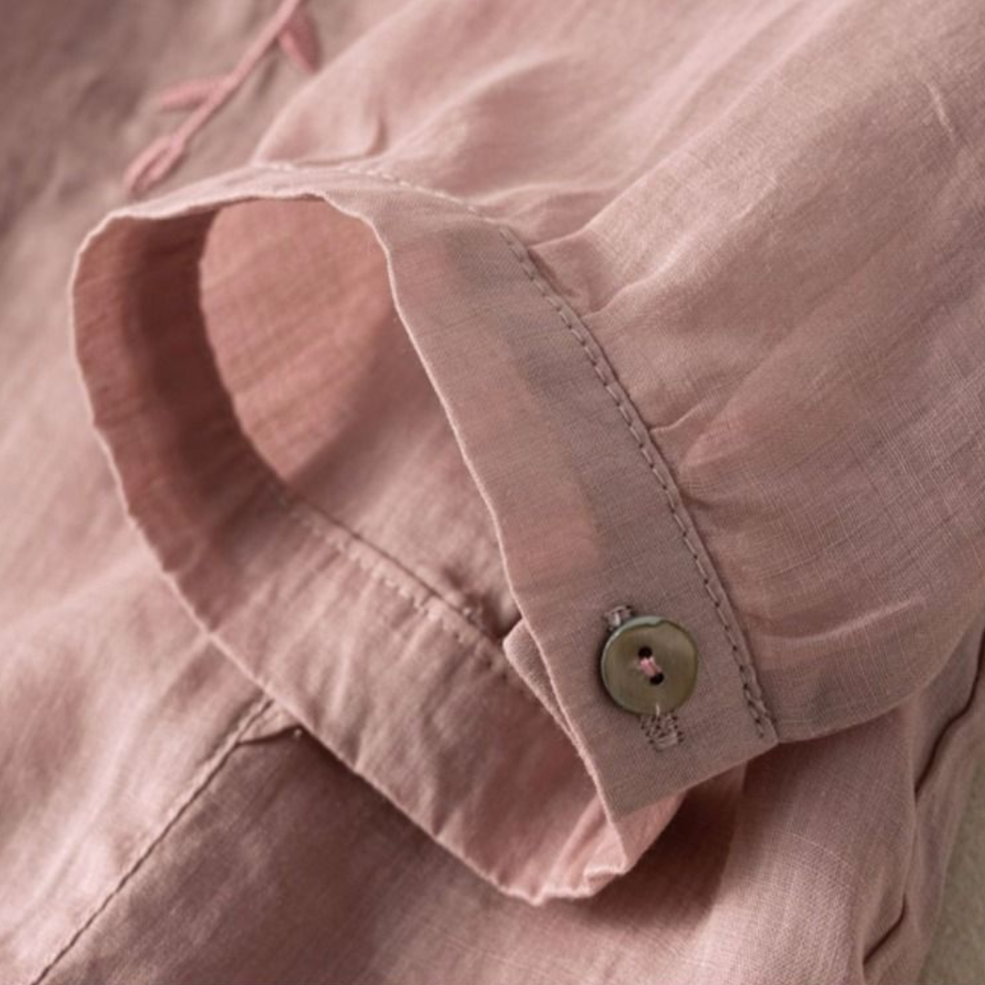 Margarita - Loose Retro Cotton-Linen Top