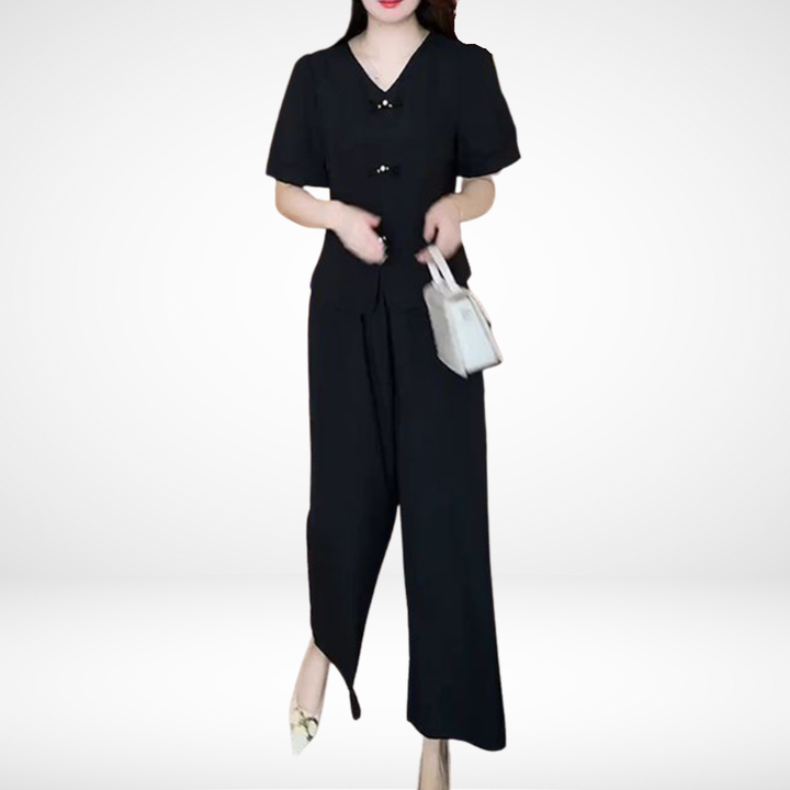 Elsie | Elegant Short-Sleeve Two-Piece Set