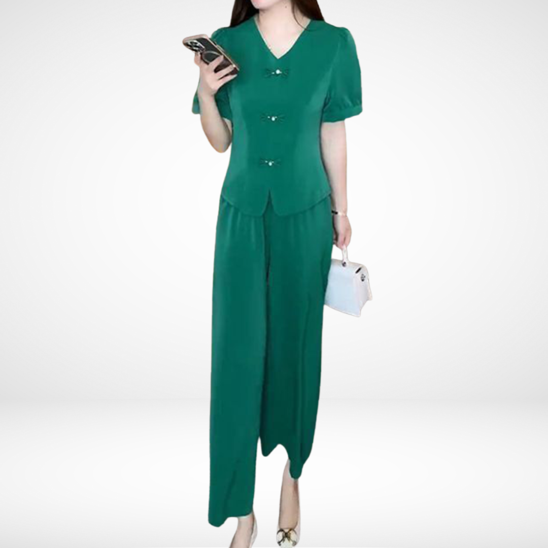 Elsie | Elegant Short-Sleeve Two-Piece Set