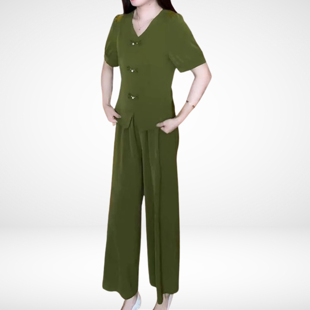 Elsie | Elegant Short-Sleeve Two-Piece Set
