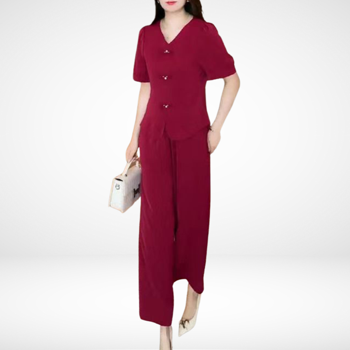 Elsie | Elegant Short-Sleeve Two-Piece Set