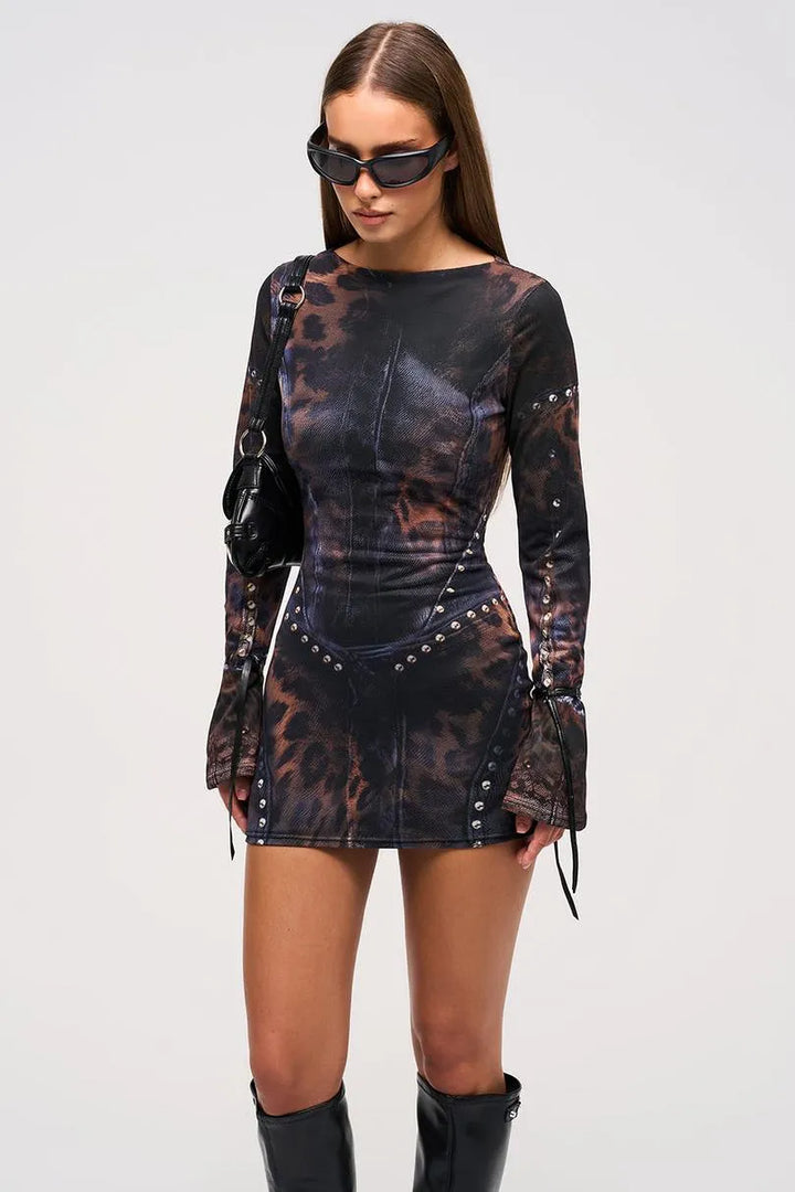 Cristel | Elegant Mini Dress with Ruffle Detail, Fitted Waist, and Sleeveless Design