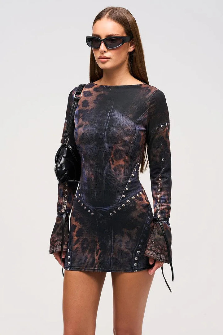Cristel | Elegant Mini Dress with Ruffle Detail, Fitted Waist, and Sleeveless Design