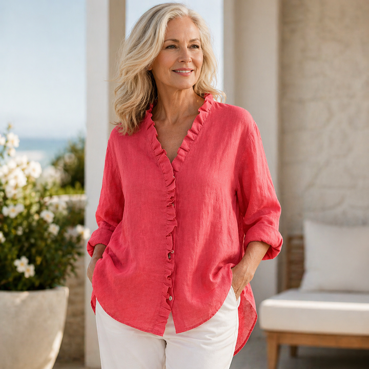 Amy's Wardrobe | Ruffle Shirt in Cotton and Linen