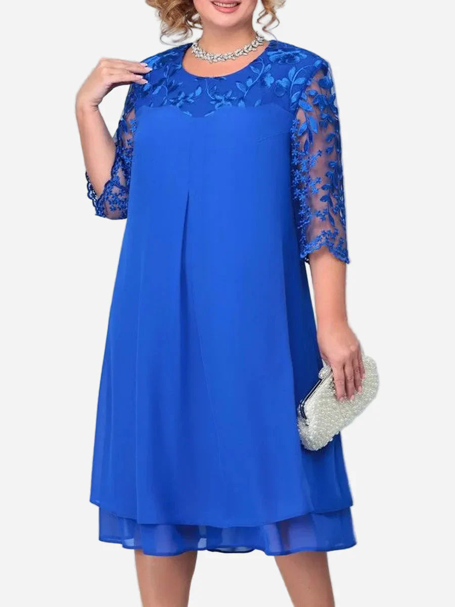 Audriana | Elegant Three Quarter Sleeve Midi Dress
