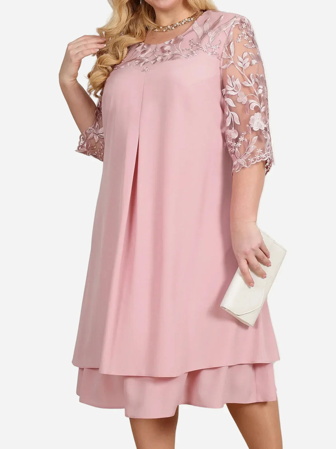 Audriana | Elegant Three Quarter Sleeve Midi Dress