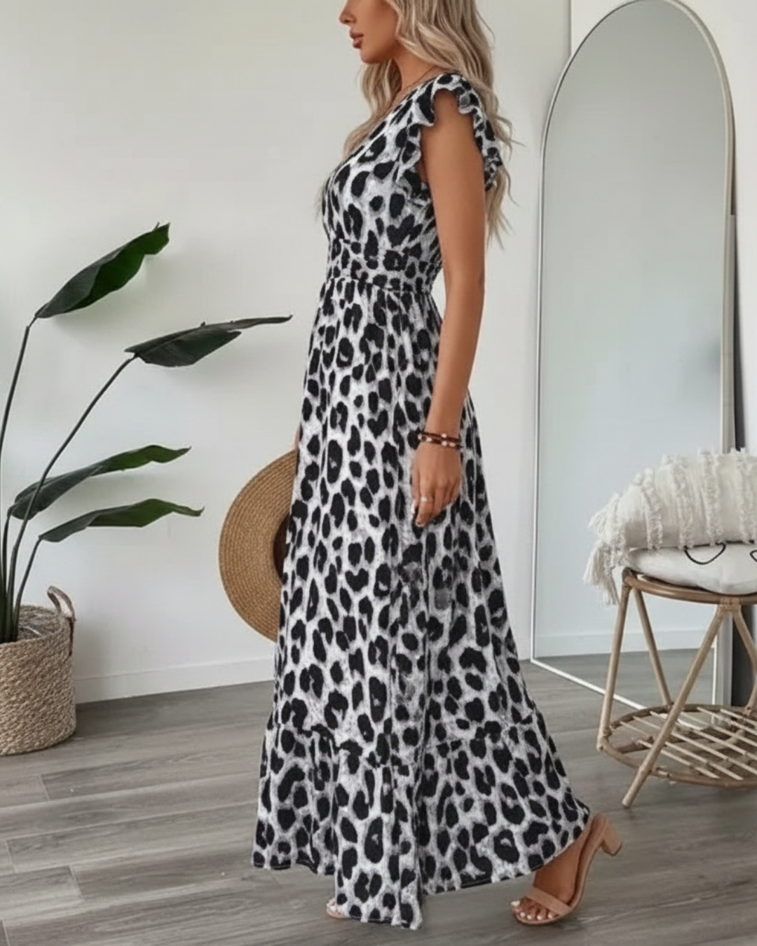 Judie | Leopard Print Midi Dress