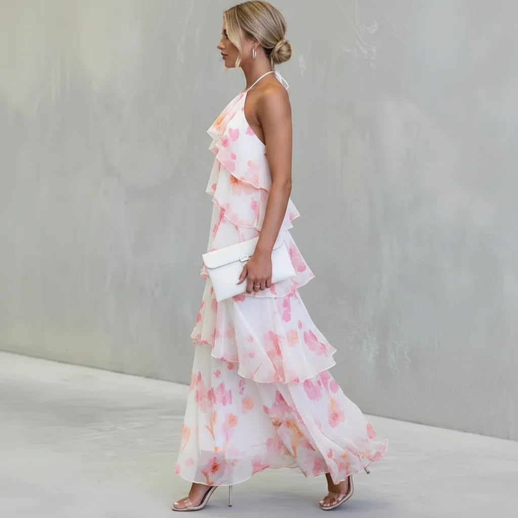Estrella | Floral Print Three Quarter Sleeve Midi Dress