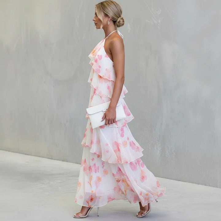 Estrella | Floral Print Three Quarter Sleeve Midi Dress