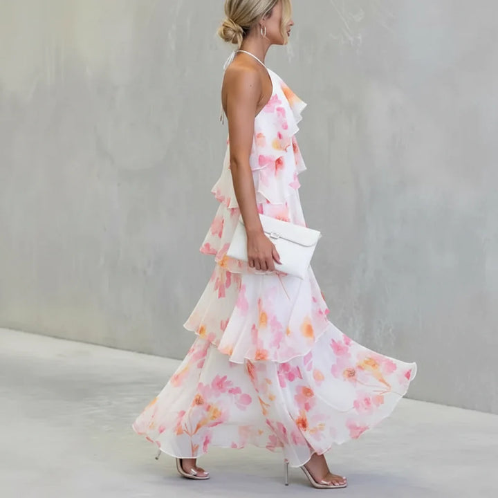 Estrella | Floral Print Three Quarter Sleeve Midi Dress