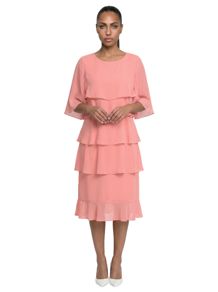 Amy's Wardrobe | Tiered Midi Dress in Layered Design