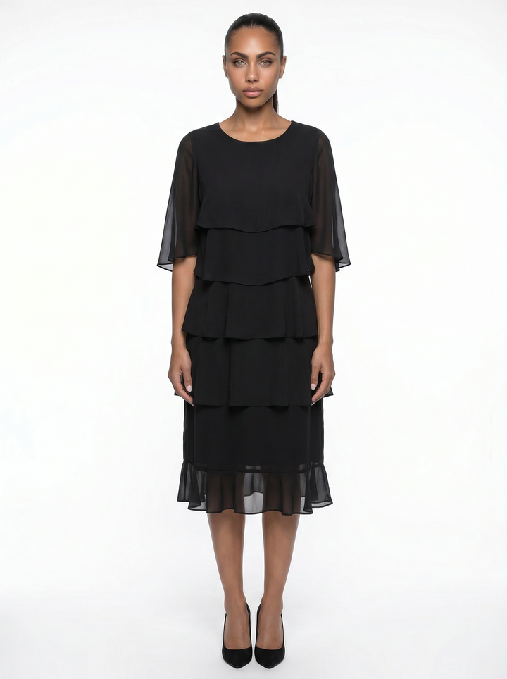 Amy's Wardrobe | Tiered Midi Dress in Layered Design
