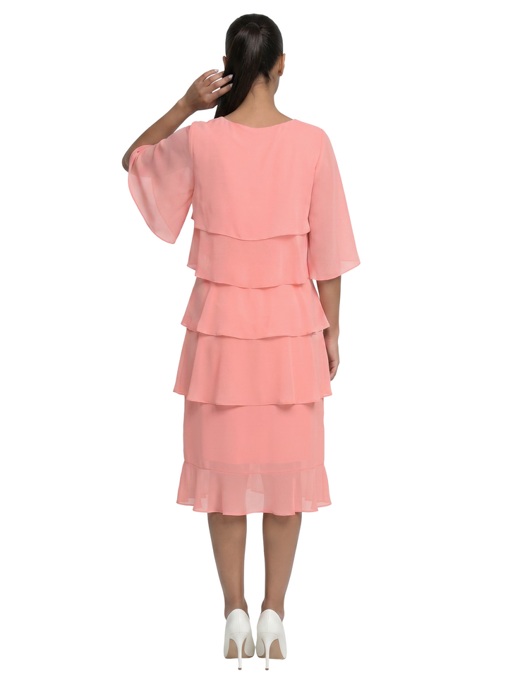Amy's Wardrobe | Tiered Midi Dress in Layered Design