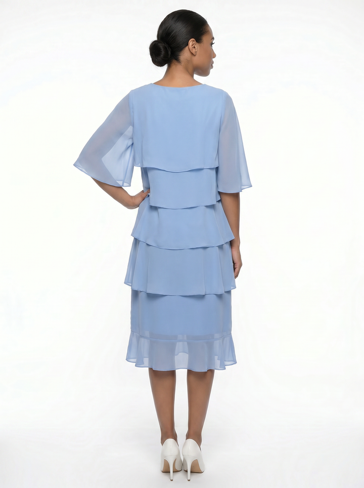 Amy's Wardrobe | Tiered Midi Dress in Layered Design