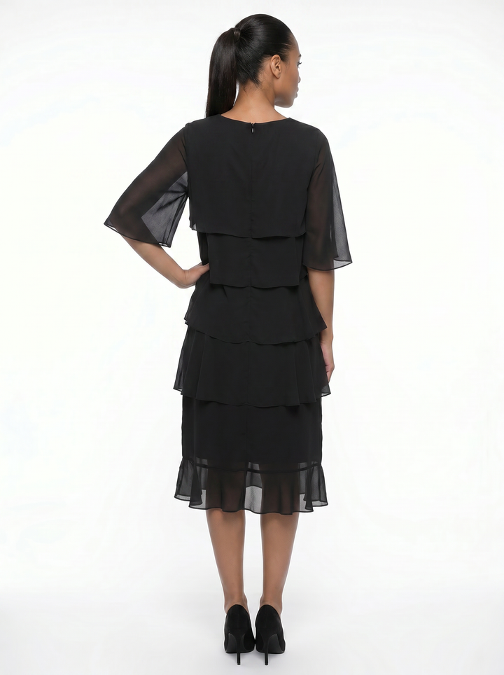 Amy's Wardrobe | Tiered Midi Dress in Layered Design