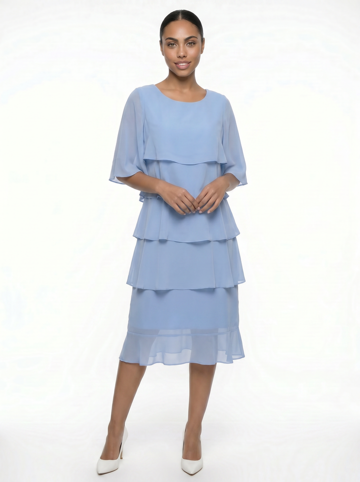 Amy's Wardrobe | Tiered Midi Dress in Layered Design
